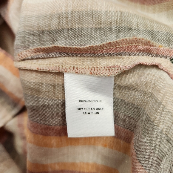 Lafayette 148 Wendell Skyscraper Striped Linen Shirt Sedona XS - Picture 7 of 7